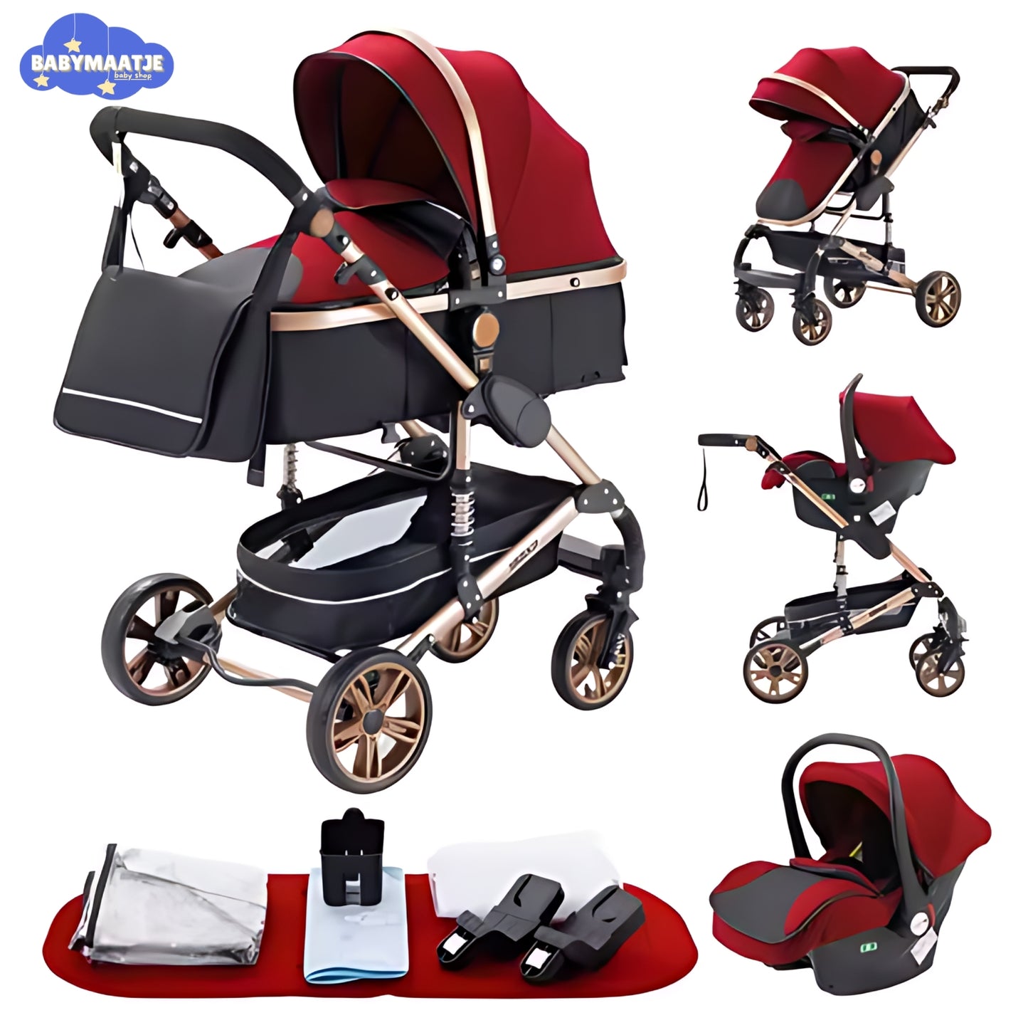 3 in 1 Kinderwagen Rood