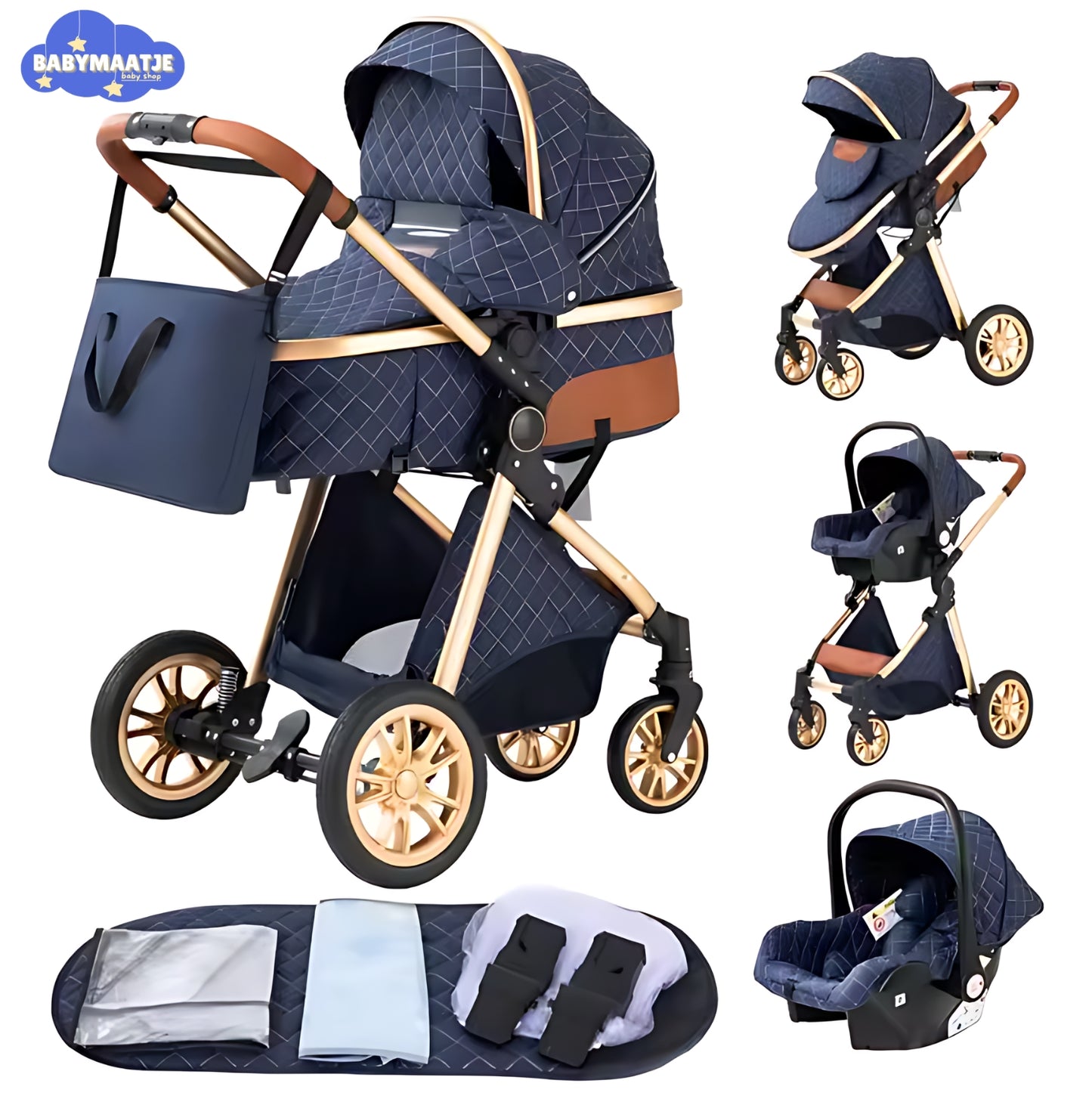 Luxe 3 in 1 Kinderwagen V9 blue