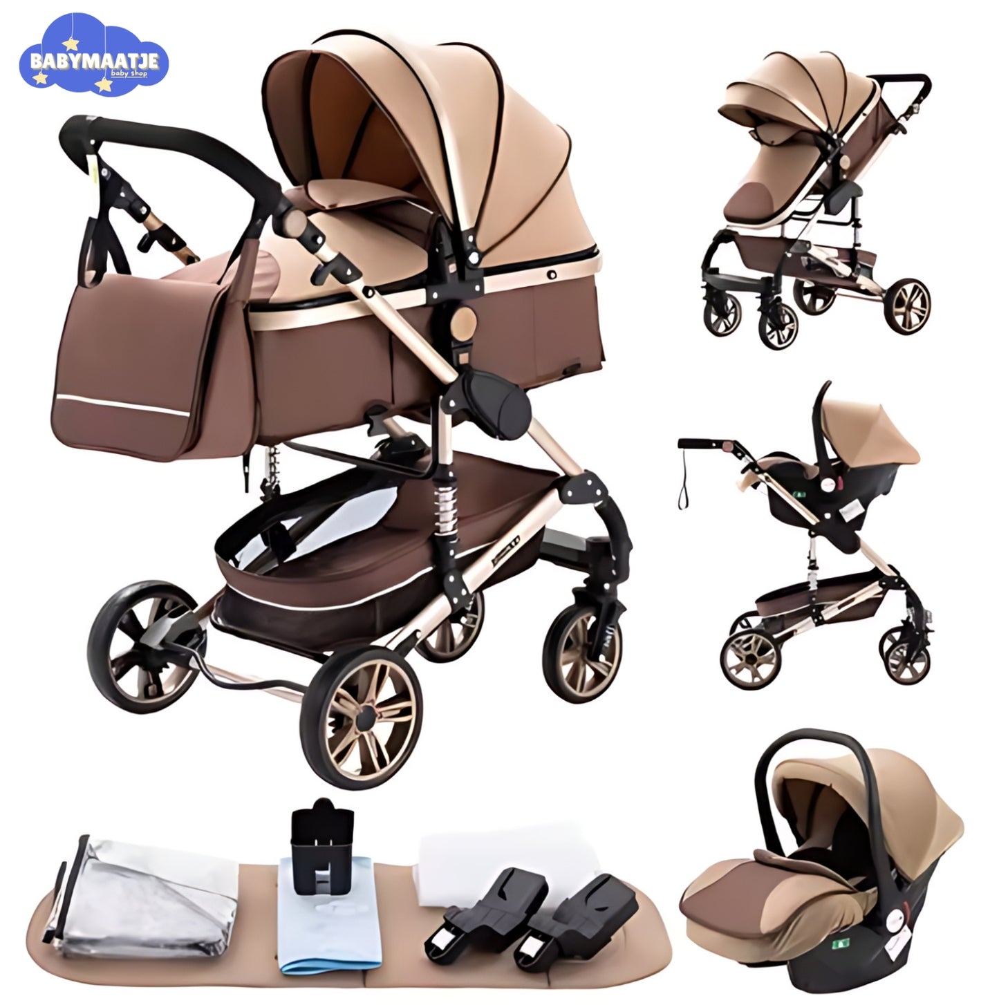 3 in 1 Kinderwagen Khaki